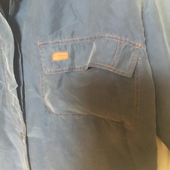 BARBARA BLUE 100% Silk Long-Sleeve Blouse Sz L - Picture 2 of 8